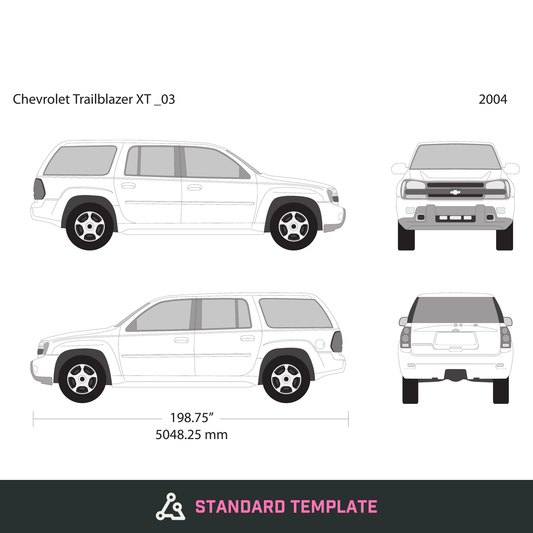 2004 Chevy Trailblazer vector wrap template V03, Design-Ready PDF - GravBase