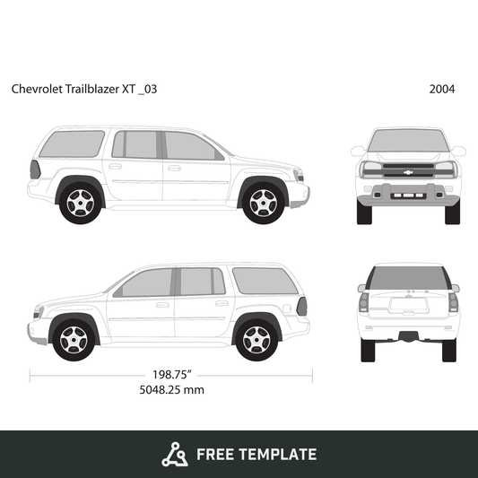 2004 Chevy Trailblazer free vector vehicle wrap template - GravBase