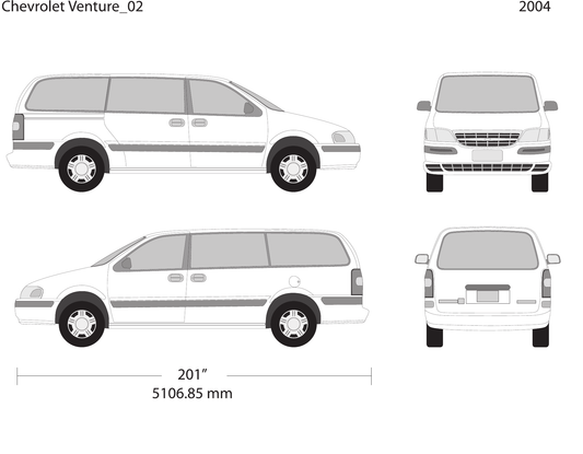 2004 Chevy Venture vector wrap template V02, Design-Ready PDF - GravBase