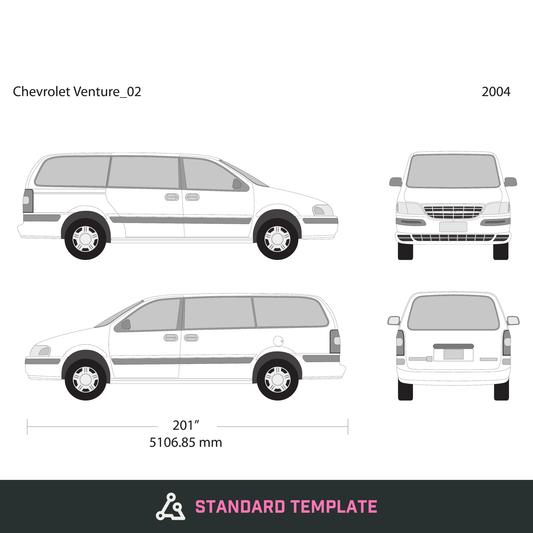 2004 Chevy Venture vector wrap template V02, Design-Ready PDF - GravBase