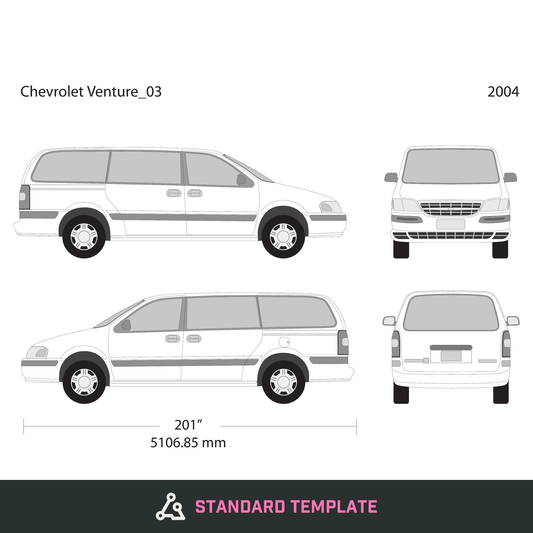 2004 Chevy Venture vector wrap template V03, Design-Ready PDF - GravBase