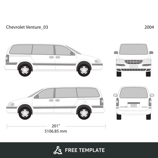 2004 Chevy Venture free vector vehicle wrap template - GravBase