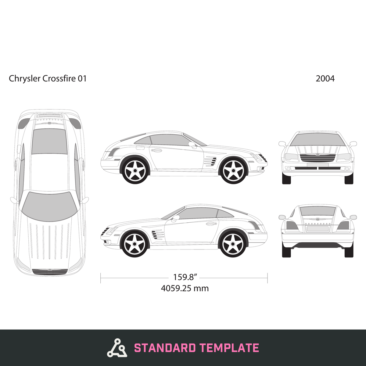 2004 Chrysler Crossfire vector wrap template V01, Design-Ready PDF - GravBase