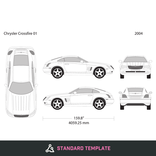 2004 Chrysler Crossfire vector wrap template V01, Design-Ready PDF - GravBase