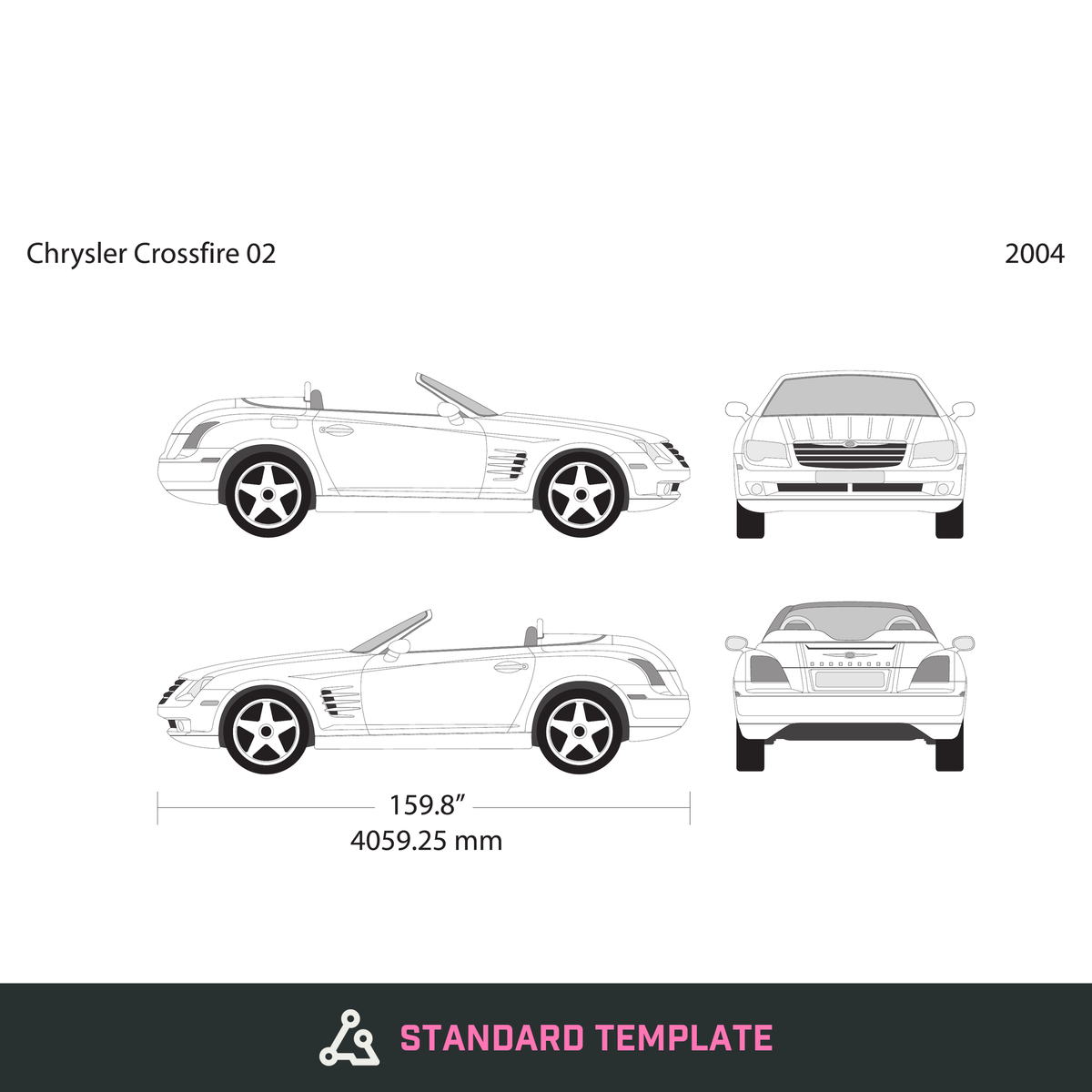 2004 Chrysler Crossfire vector wrap template V02, Design-Ready PDF - GravBase