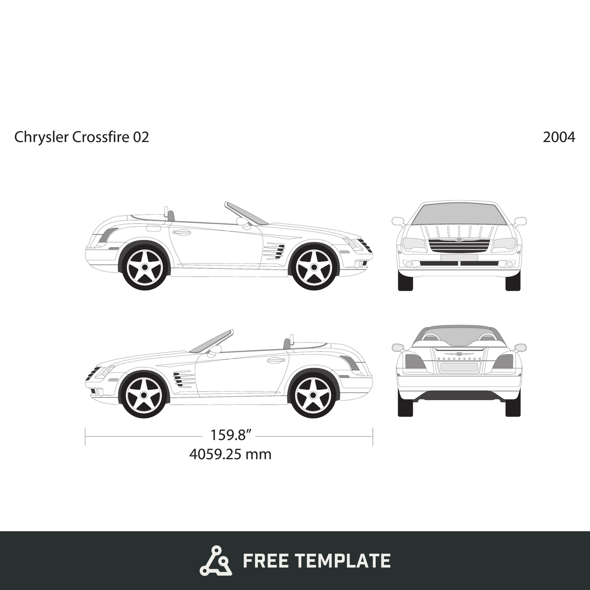 2004 Chrysler Crossfire free vector vehicle wrap template - GravBase