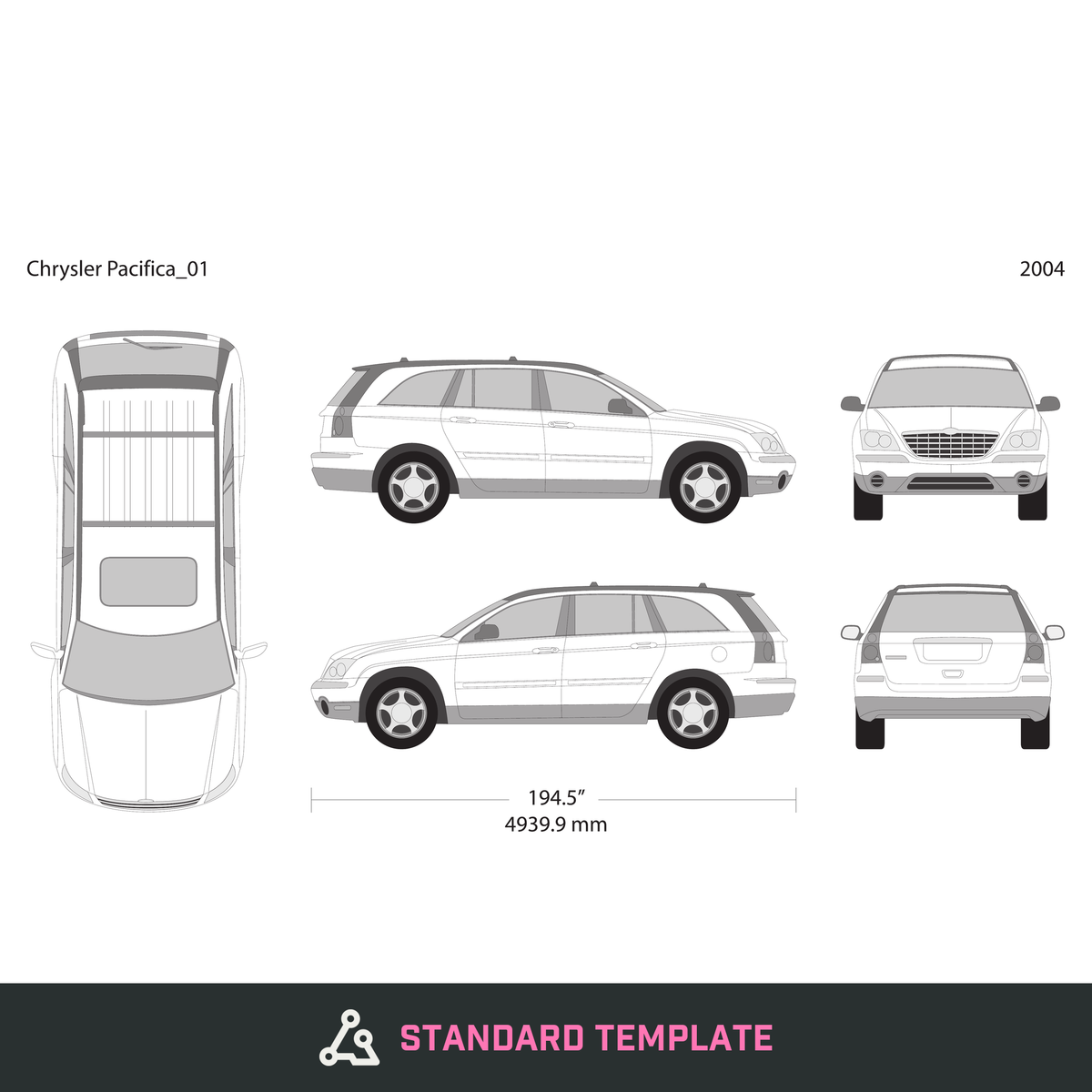 2004 Chrysler Pacifica vector wrap template, Design-Ready PDF - GravBase