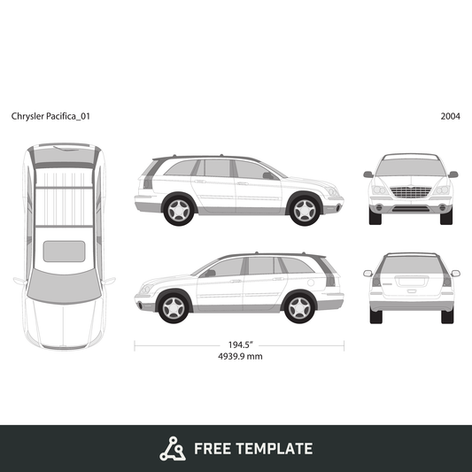 2004 Chrysler Pacifica free vector vehicle wrap template - GravBase