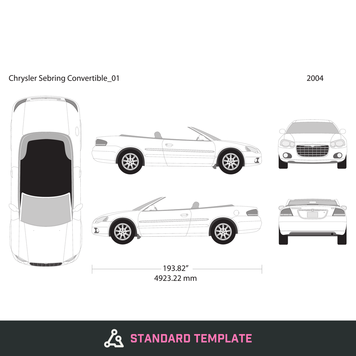 2004 Chrysler Sebring vector wrap template, Design-Ready PDF - GravBase