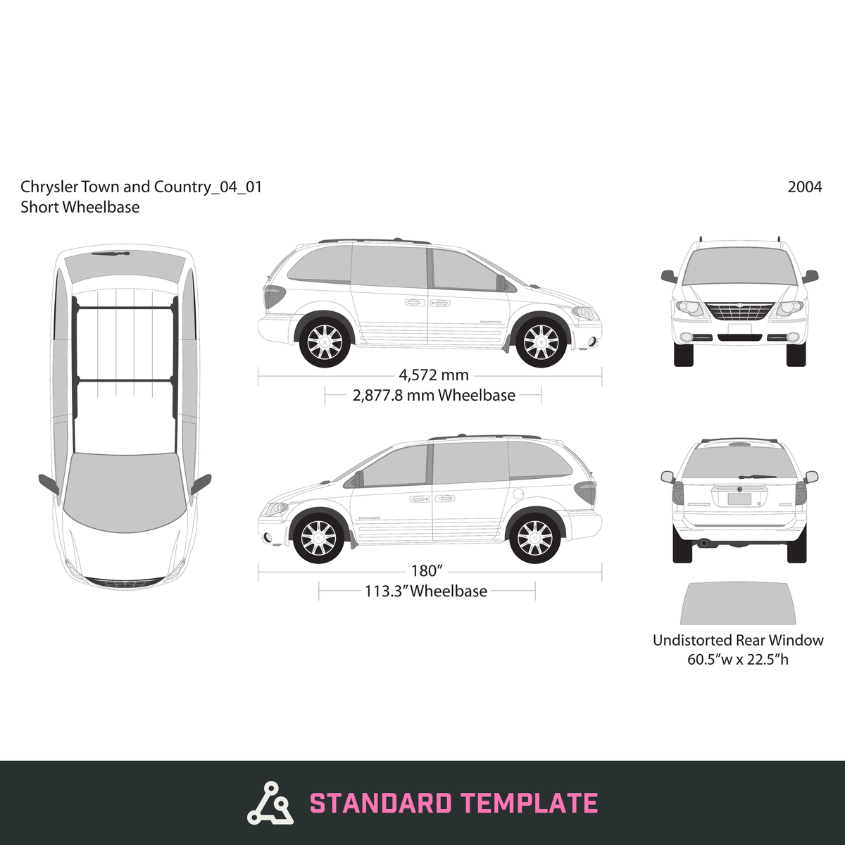 2004 Chrysler Town And Country vector wrap template V01, Design-Ready PDF - GravBase