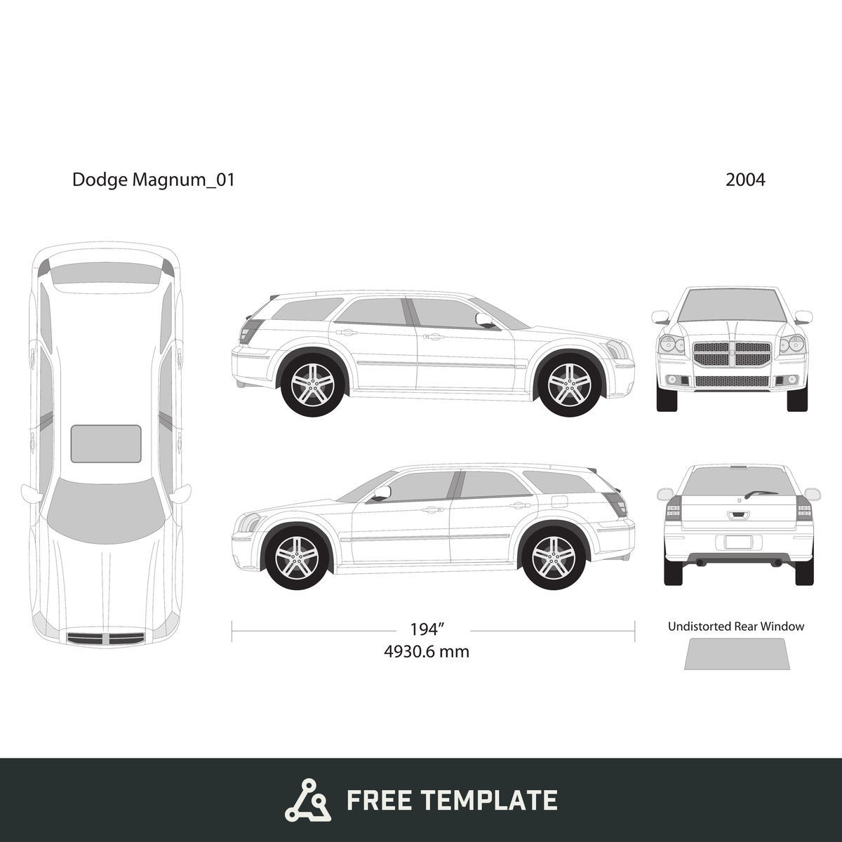 2004 Dodge Magnum free vector vehicle wrap template - GravBase