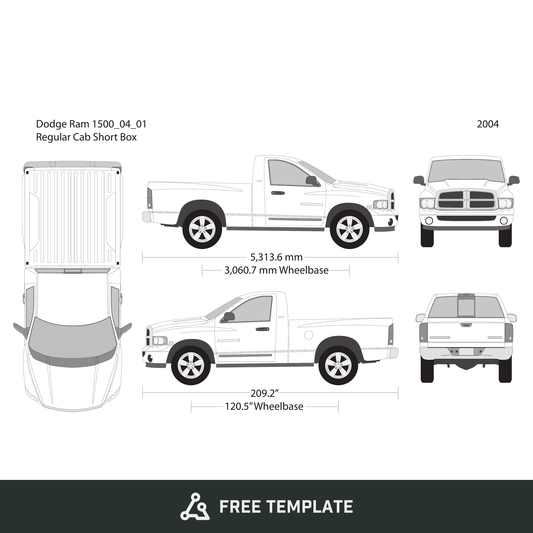 2004 Dodge Ram 1500 free vector vehicle wrap template - GravBase