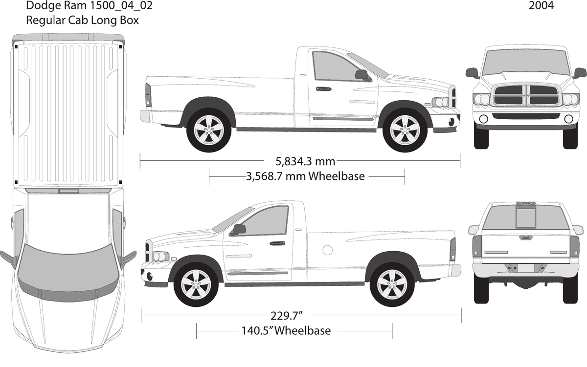 2004 Dodge Ram 1500 vector wrap template V02, Design-Ready PDF - GravBase