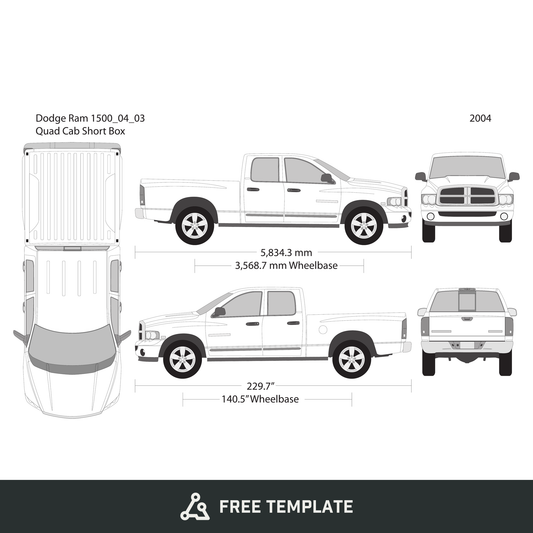 2004 Dodge Ram 1500 free vector vehicle wrap template - GravBase
