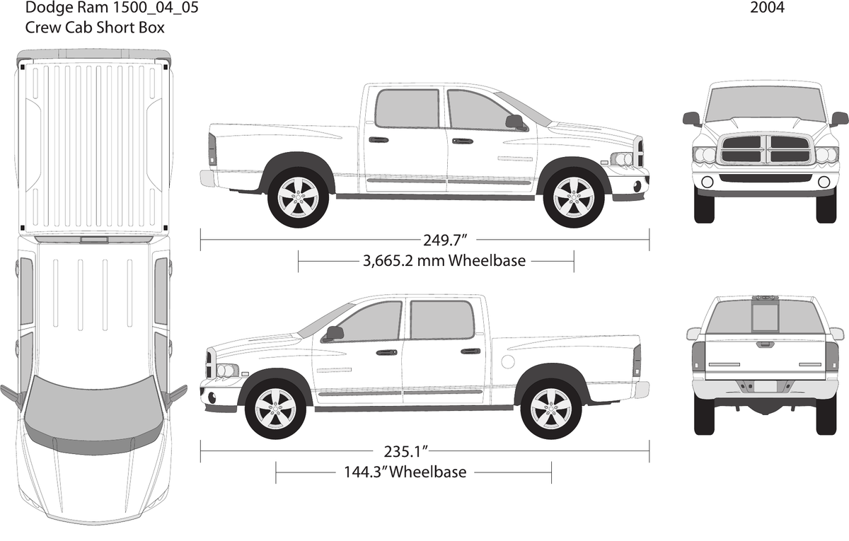 2004 Dodge Ram 1500 vector wrap template V05, Design-Ready PDF - GravBase