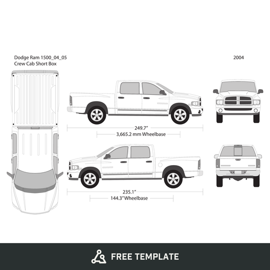 2004 Dodge Ram 1500 free vector vehicle wrap template - GravBase