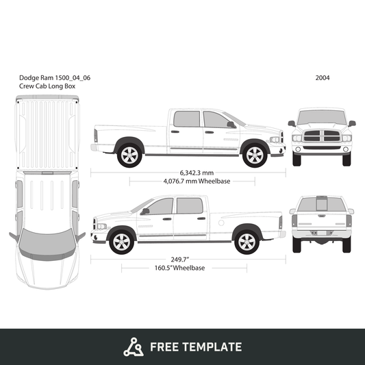 2004 Dodge Ram 1500 free vector vehicle wrap template - GravBase