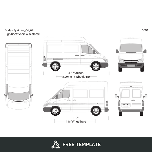 2004 Dodge Sprinter free vector vehicle wrap template - GravBase