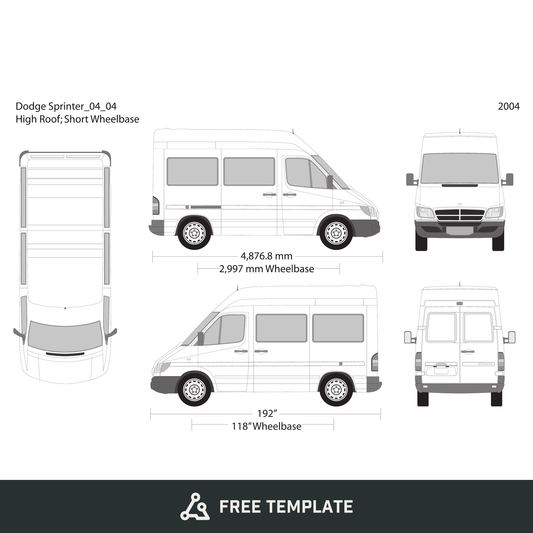 2004 Dodge Sprinter free vector vehicle wrap template - GravBase
