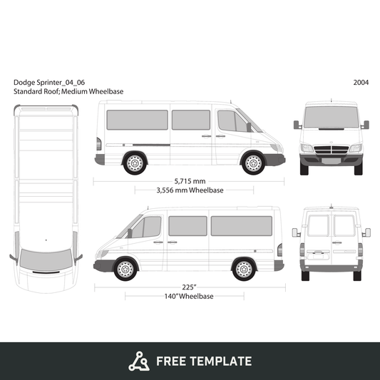 2004 Dodge Sprinter free vector vehicle wrap template - GravBase