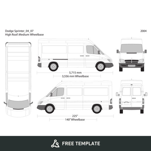 2004 Dodge Sprinter free vector vehicle wrap template - GravBase