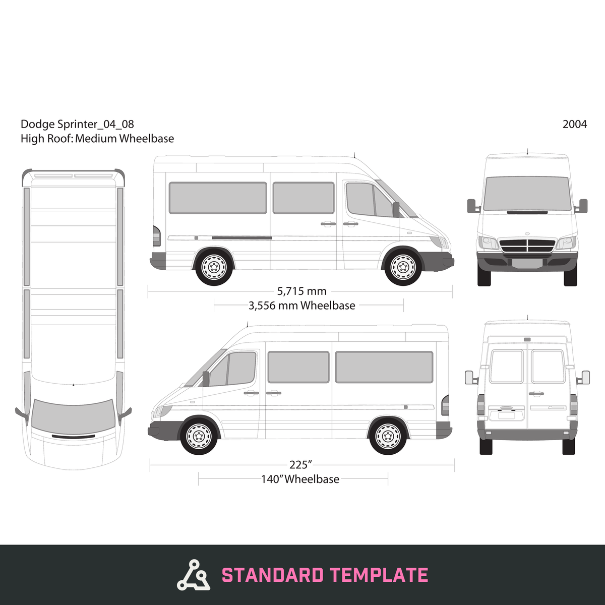 2004 Dodge Sprinter vector wrap template V08, Design-Ready PDF - GravBase