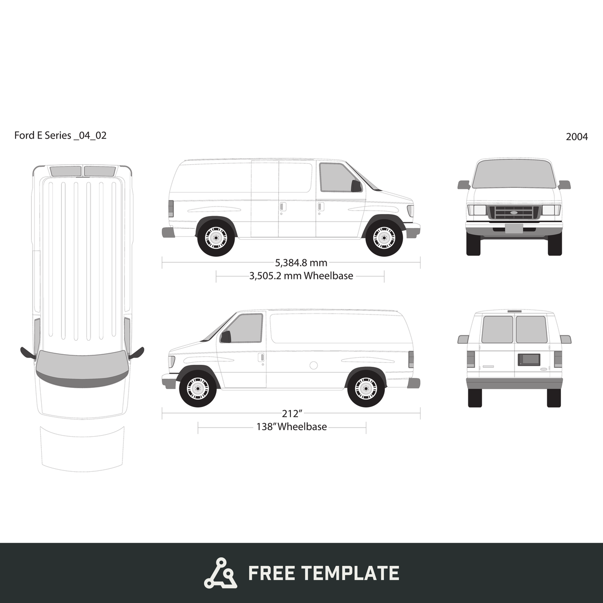 2004 Ford E Series free vector vehicle wrap template - GravBase