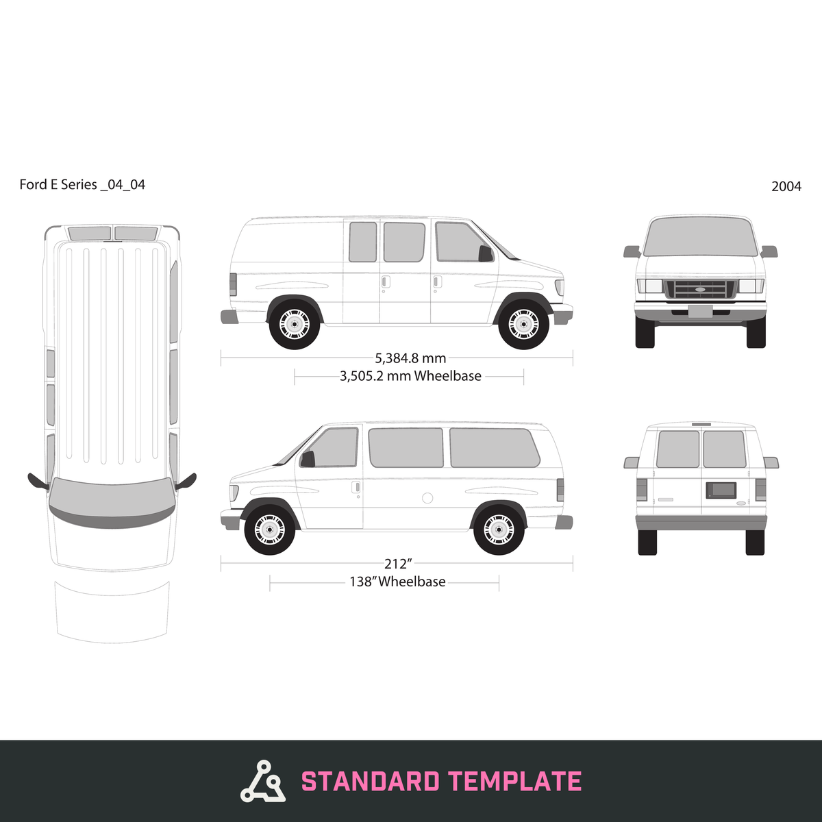 2004 Ford E Series vector wrap template V04, Design-Ready PDF - GravBase