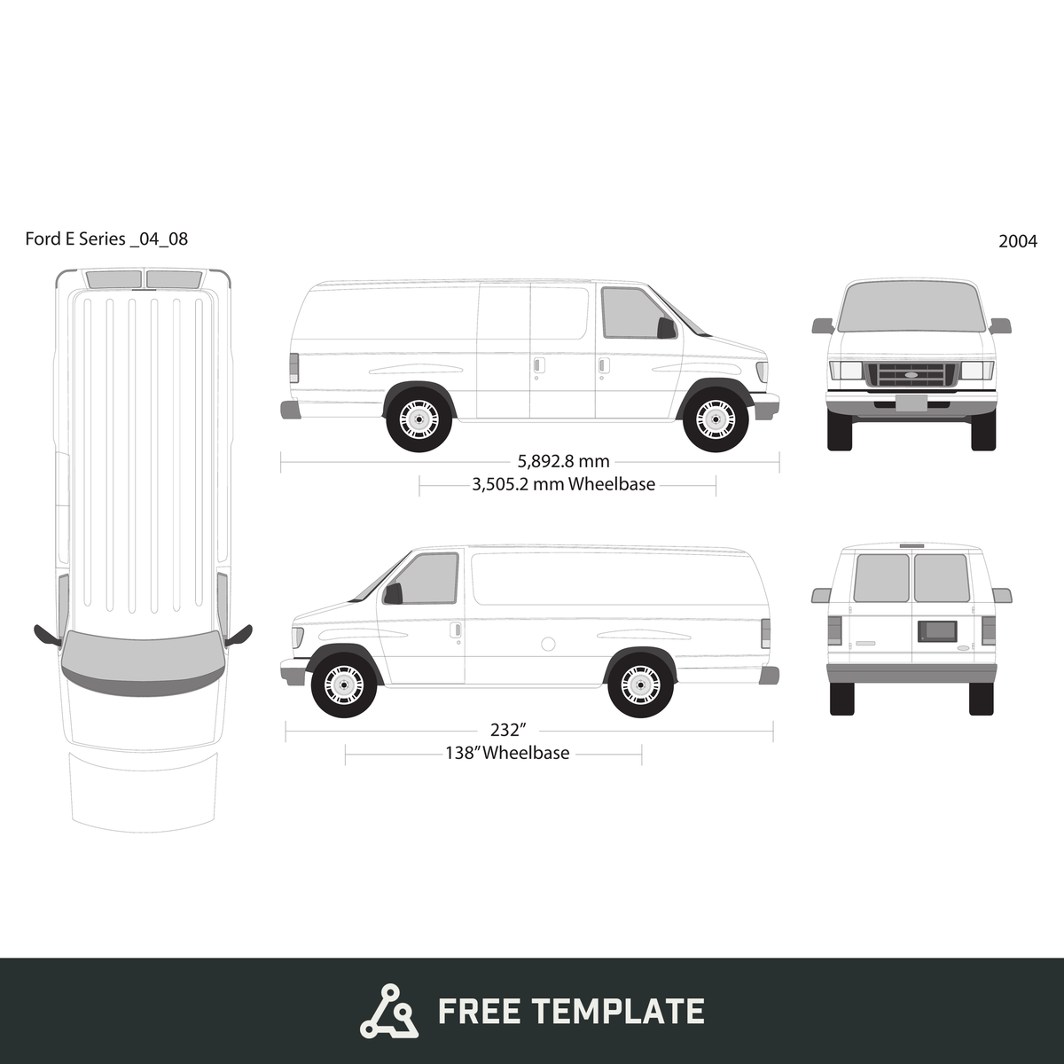 2004 Ford E Series free vector vehicle wrap template - GravBase