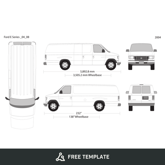 2004 Ford E Series free vector vehicle wrap template - GravBase