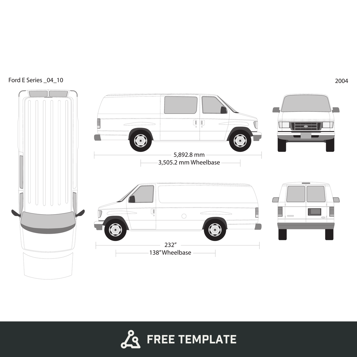 2004 Ford E Series free vector vehicle wrap template - GravBase
