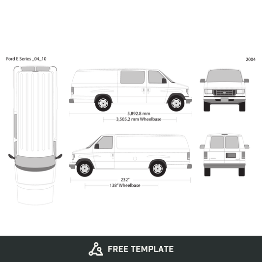 2004 Ford E Series free vector vehicle wrap template - GravBase