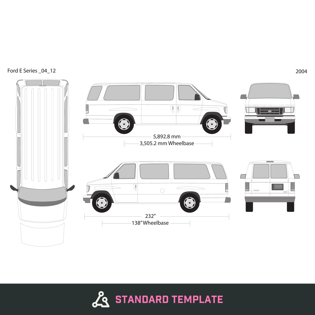 2004 Ford E Series vector wrap template V12, Design-Ready PDF - GravBase