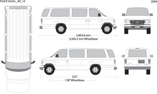 2004 Ford E Series V12 Vehicle Wrap Template