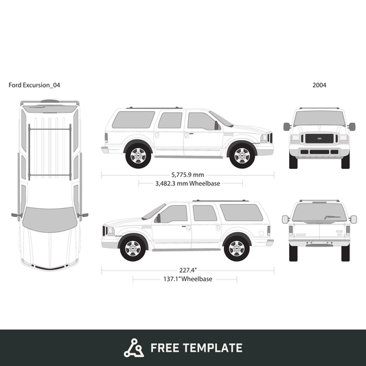 2004 Ford Excursion free vector vehicle wrap template - GravBase