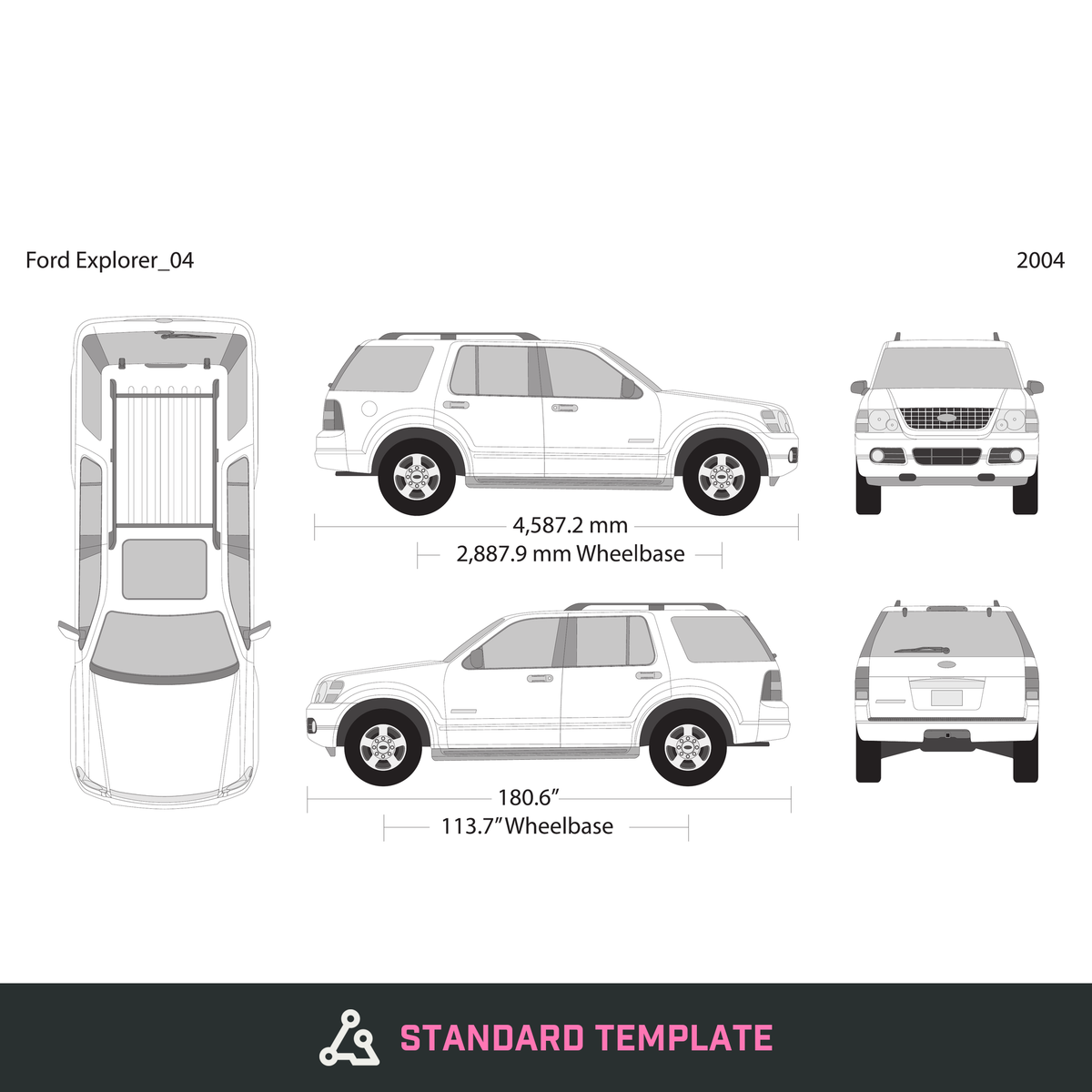 2004 Ford Explorer vector wrap template, Design-Ready PDF - GravBase