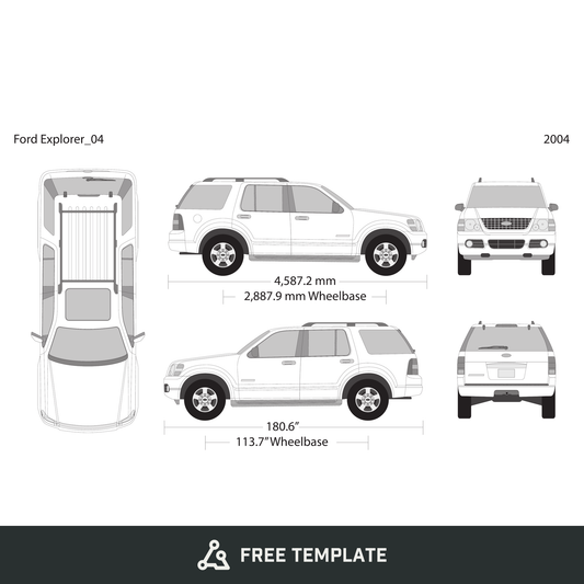 2004 Ford Explorer free vector vehicle wrap template - GravBase