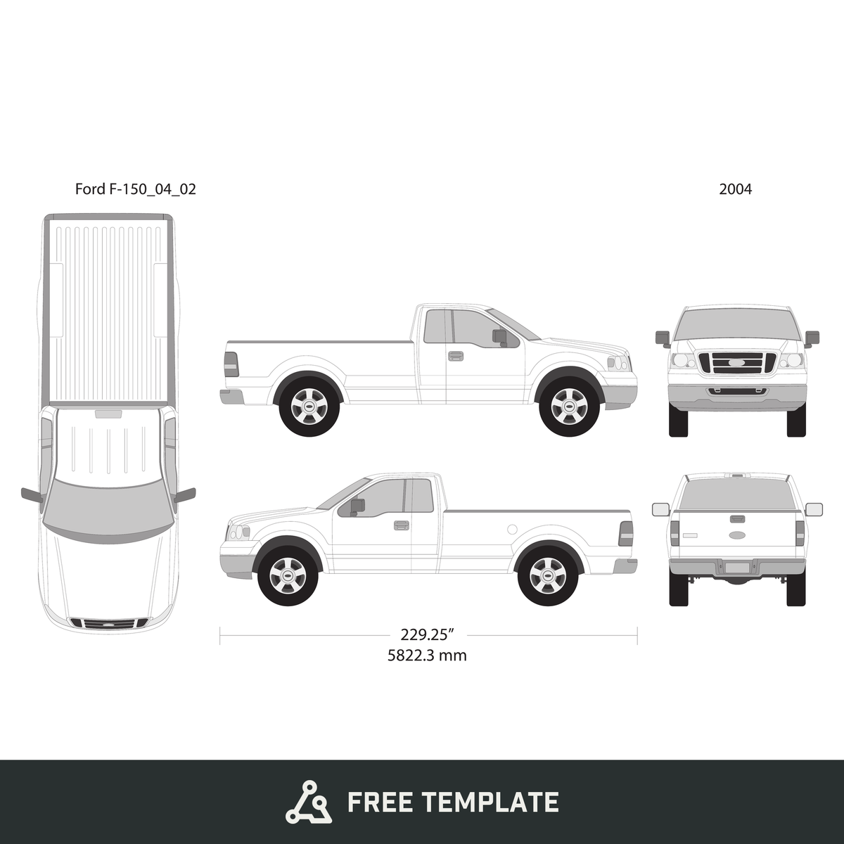 2004 Ford F-150 free vector vehicle wrap template - GravBase