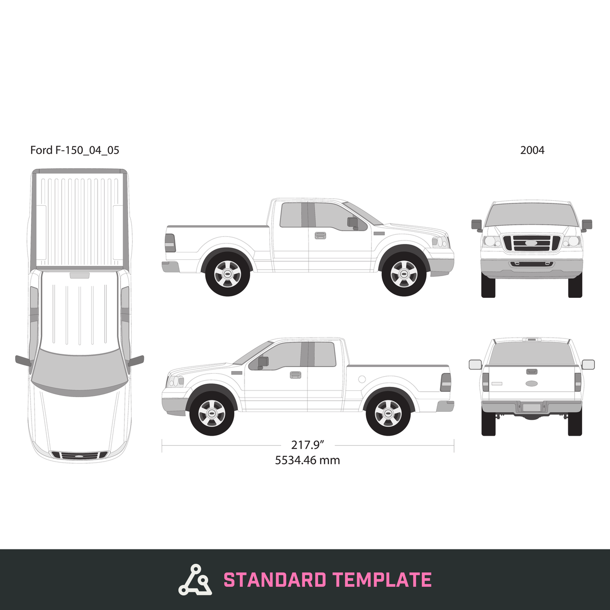 2004 Ford F-150 vector wrap template V05, Design-Ready PDF - GravBase