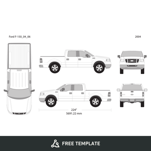 2004 Ford F-150 free vector vehicle wrap template - GravBase