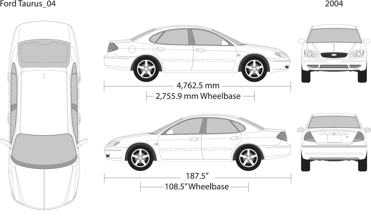 2004 Ford Taurus Vector Wrap Template - GravBase