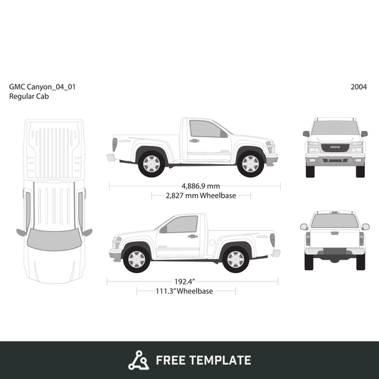 2004 GMC Canyon free vector vehicle wrap template - GravBase