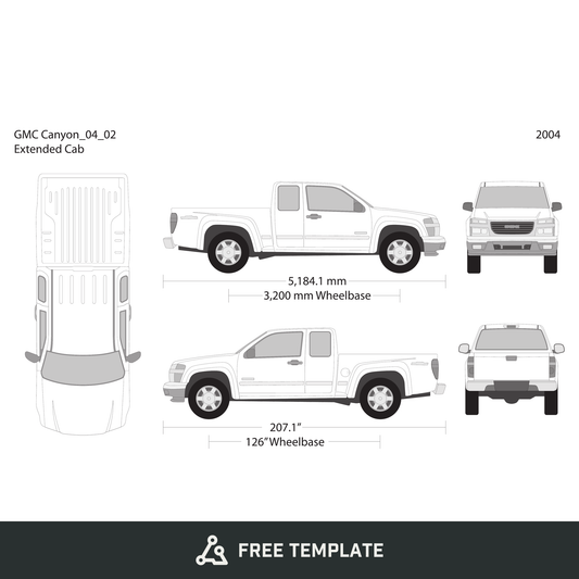 2004 GMC Canyon free vector vehicle wrap template - GravBase