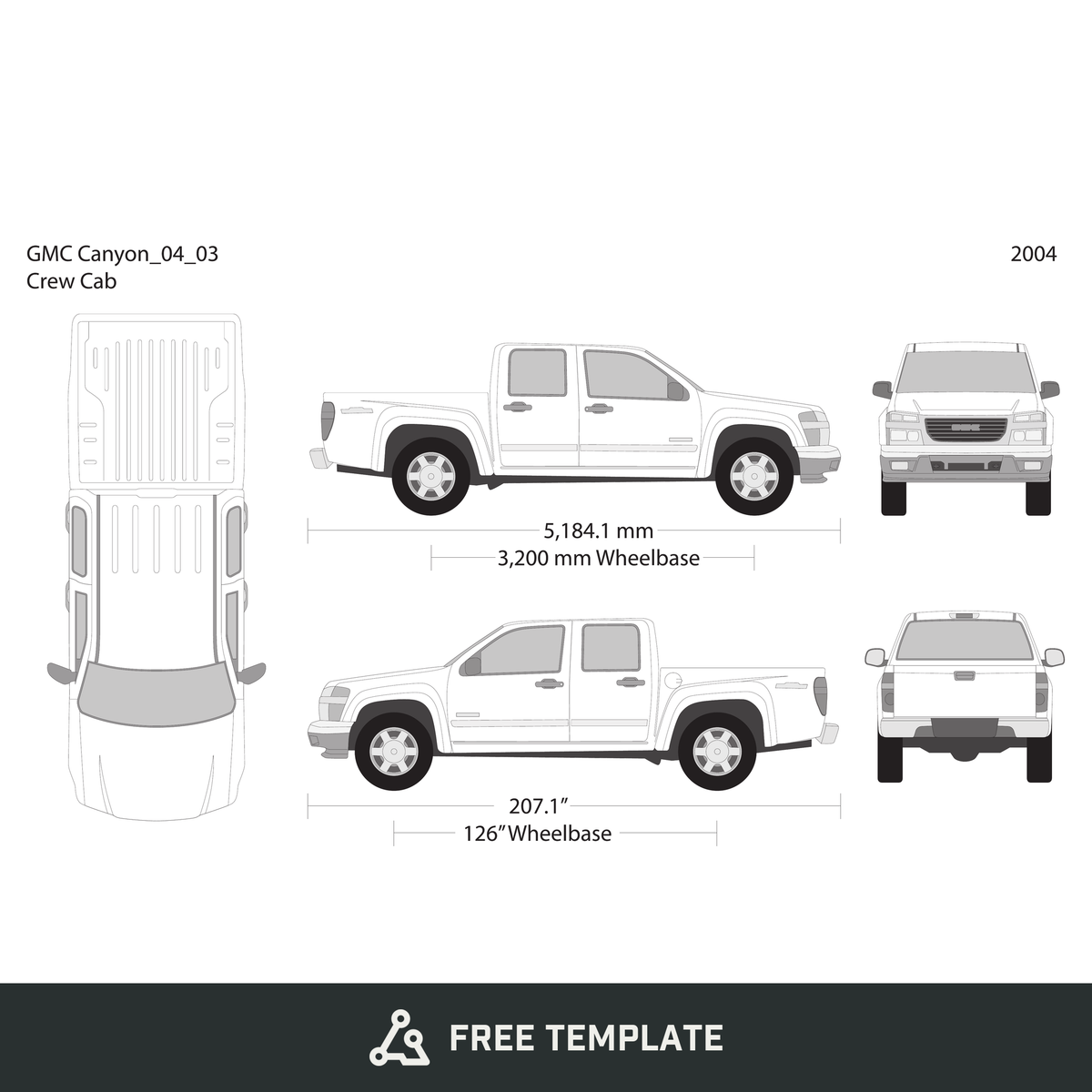 2004 GMC Canyon free vector vehicle wrap template - GravBase