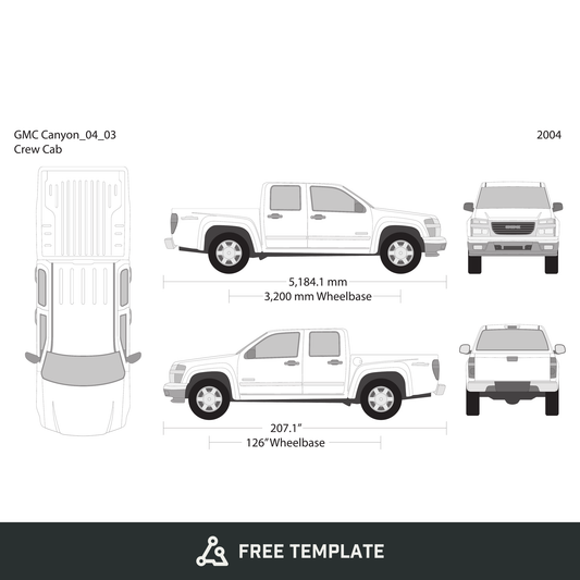 2004 GMC Canyon free vector vehicle wrap template - GravBase