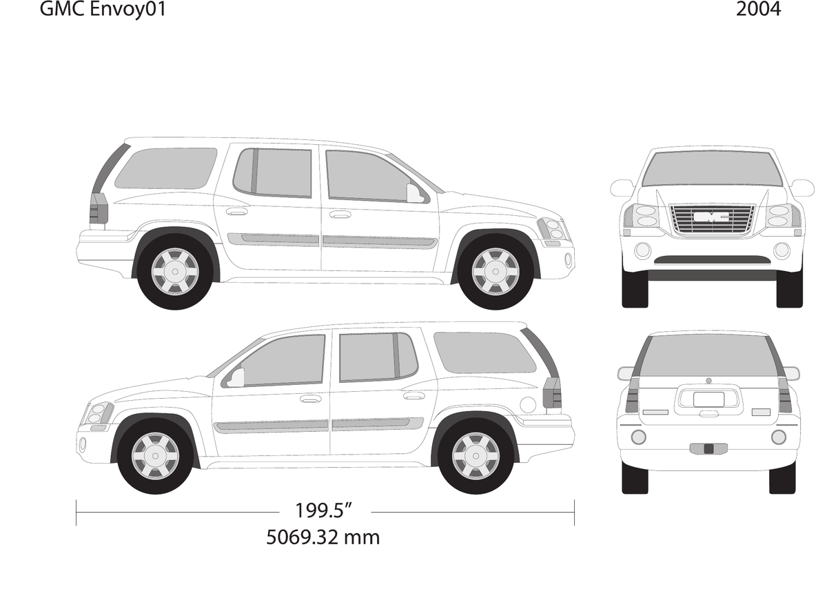 2004 GMC Envoy vector wrap template, Design-Ready PDF - GravBase