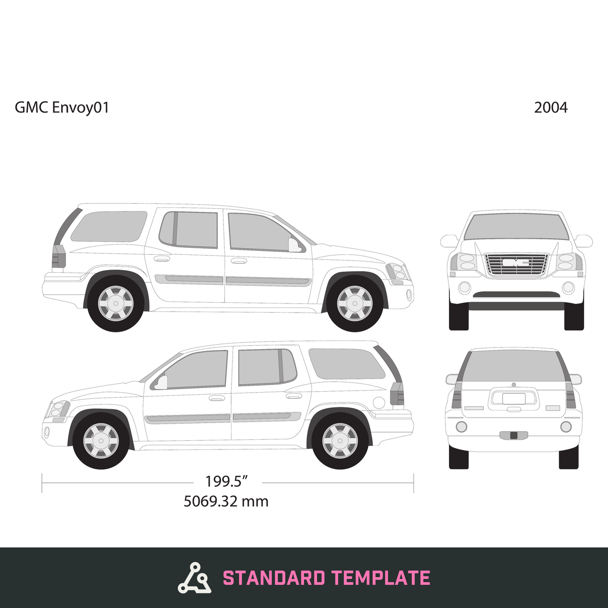 2004 GMC Envoy vector wrap template, Design-Ready PDF - GravBase