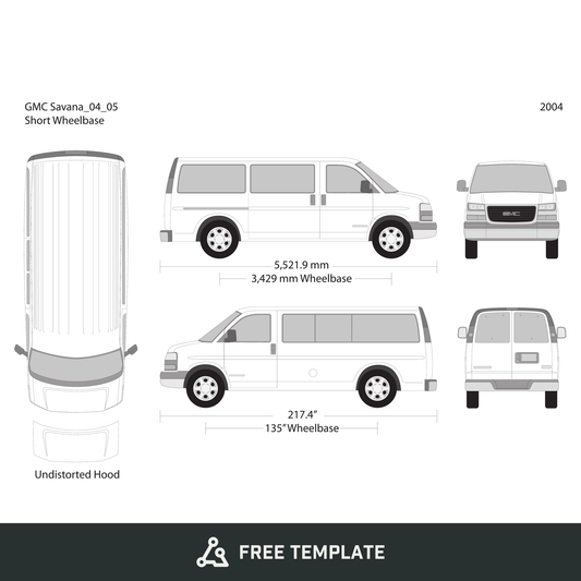 2004 GMC Savana free vector vehicle wrap template - GravBase