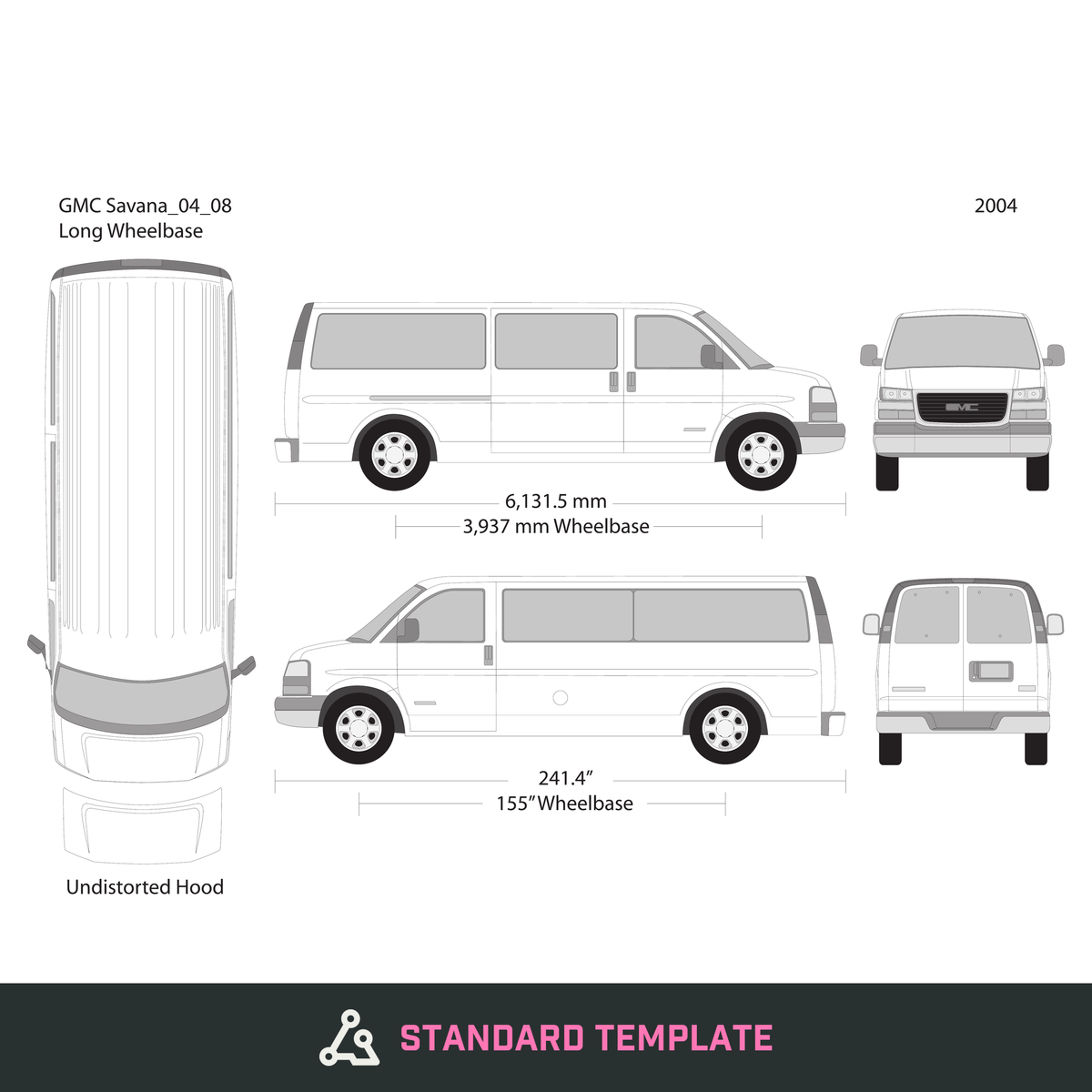 2004 GMC Savana vector wrap template V08, Design-Ready PDF - GravBase