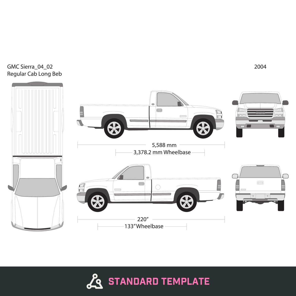 2004 GMC Sierra 1500 vector wrap template V02, Design-Ready PDF - GravBase